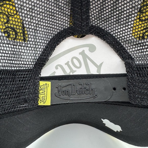 NWT Von Dutch Yellow Black Checker Mesh Trucker Hat SnapBack Cap Y2K Style - Picture 8 of 8